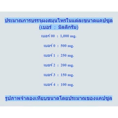 แคปซูลเปล่า HPMC จากพืช (Empty HPMC Capsule) เบอร์ 0/1 · สีใส · 140,000 แคปซูล/ลัง
