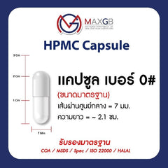 แคปซูลเปล่า HPMC จากพืช (Empty HPMC Capsule) เบอร์ 0 · สีขาว · 100,000 แคปซูล/ลัง